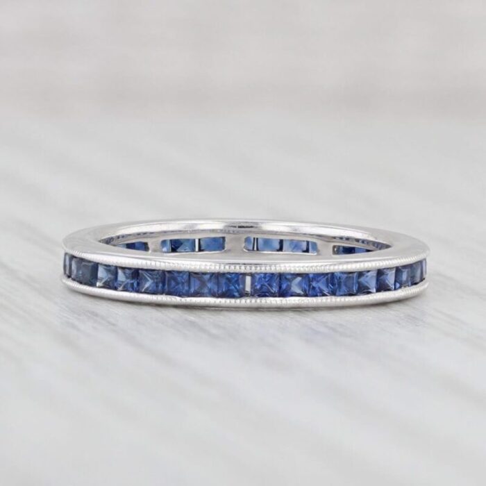 150ctw blue sapphire eternity band 18k white gold size 5 wedding ring 9984