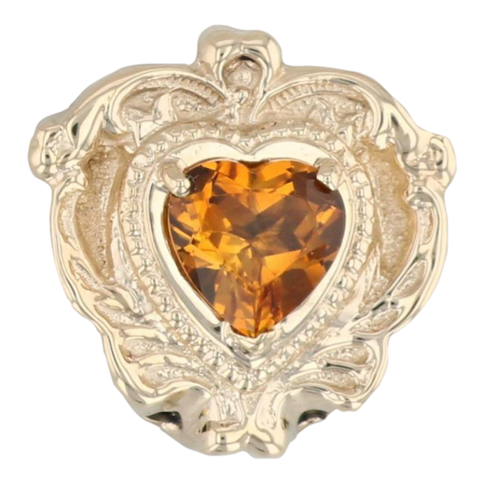 155ct citrine heart charm 14k yellow gold gk vintage ornate 0825