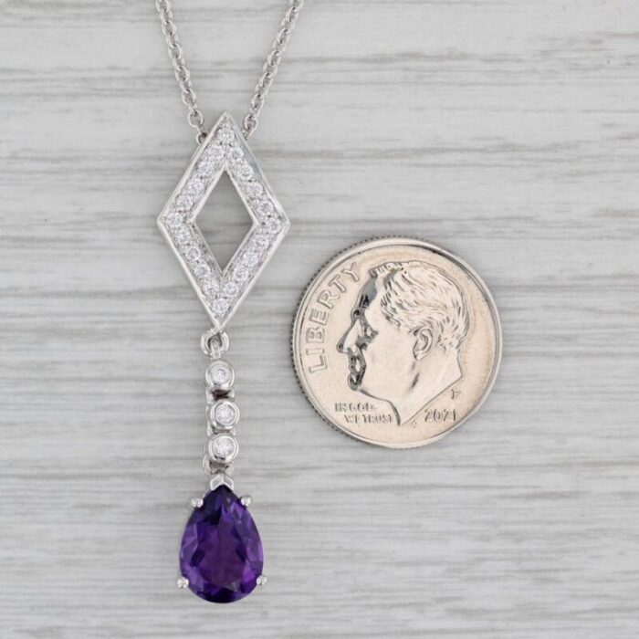 161ctw amethyst diamond pendant necklace 14k gold 17 cable chain necklace 8596