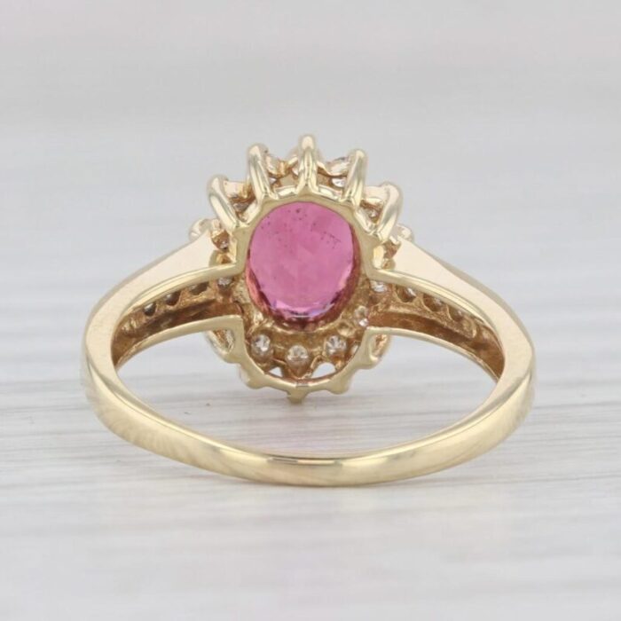 170ctw pink tourmaline diamond halo ring 18k yellow gold size 65 0725