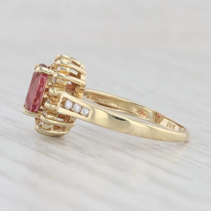 170ctw pink tourmaline diamond halo ring 18k yellow gold size 65 1005