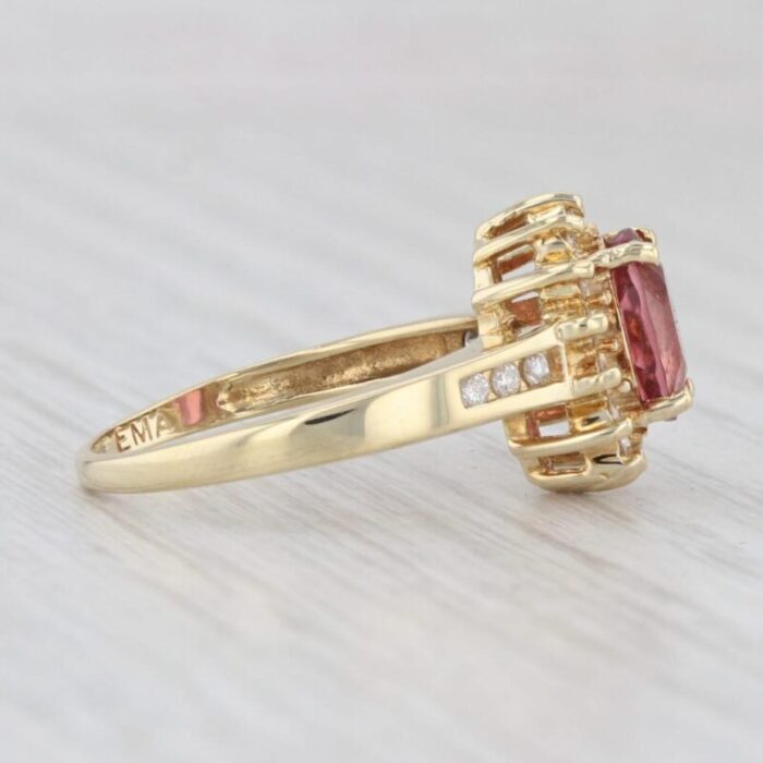 170ctw pink tourmaline diamond halo ring 18k yellow gold size 65 9969