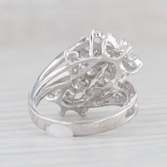 170ctw waterfall cluster ring 14k white gold bypass size 65 cocktail 5314