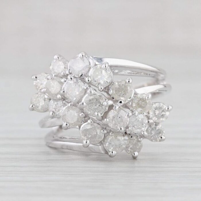 170ctw waterfall cluster ring 14k white gold bypass size 65 cocktail 5853