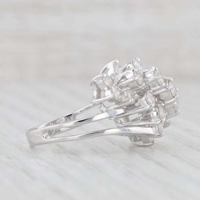 170ctw waterfall cluster ring 14k white gold bypass size 65 cocktail 6990