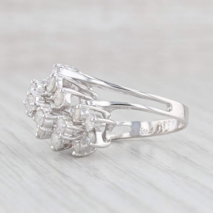 170ctw waterfall cluster ring 14k white gold bypass size 65 cocktail 8512