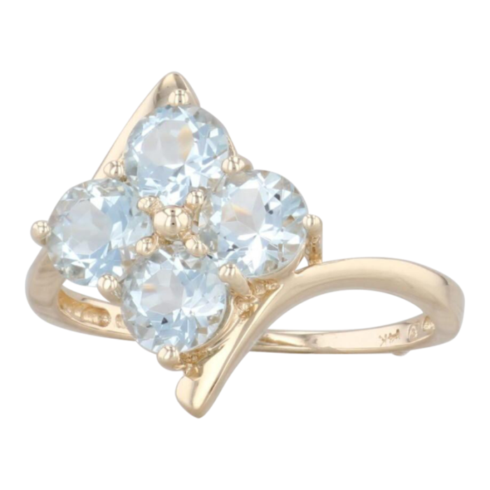 174ctw aquamarine cluster ring 14k yellow gold size 8 march birthstone 0785