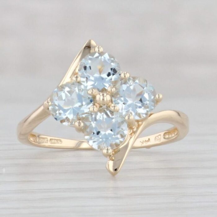 174ctw aquamarine cluster ring 14k yellow gold size 8 march birthstone 6722