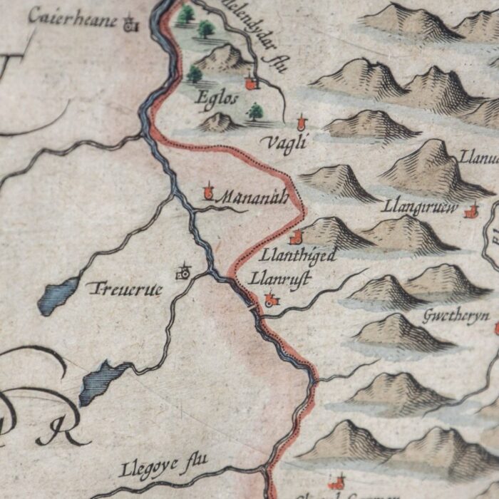 17th century map of denbighshire by john speed 1610s 19