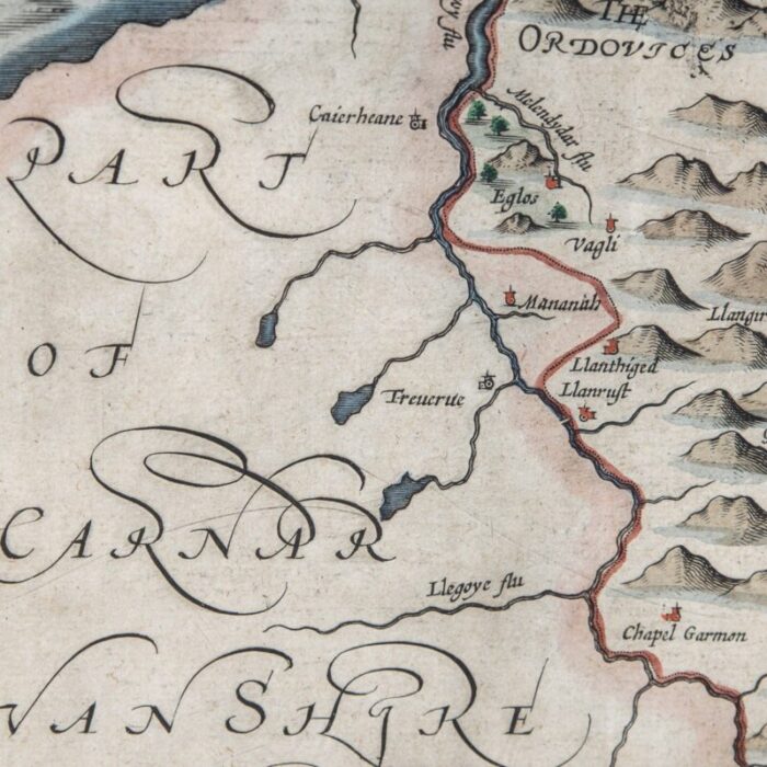 17th century map of denbighshire by john speed 1610s 22