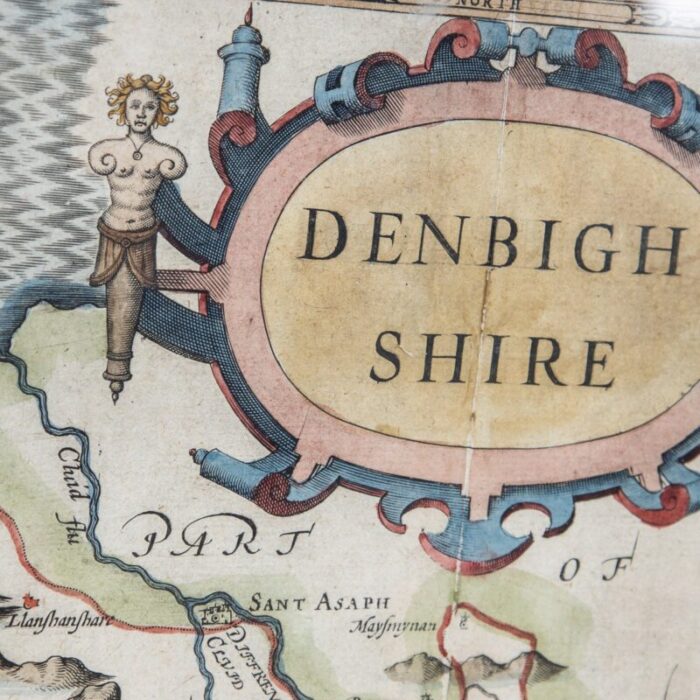 17th century map of denbighshire by john speed 1610s 23