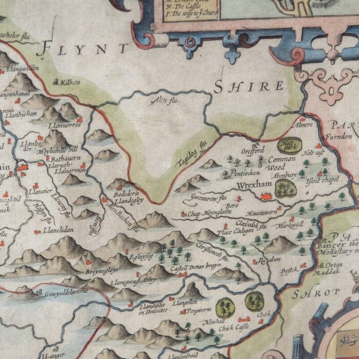 17th century map of denbighshire by john speed 1610s 4