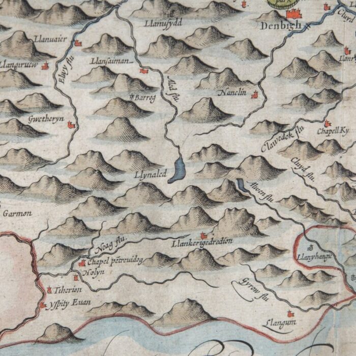 17th century map of denbighshire by john speed 1610s 8