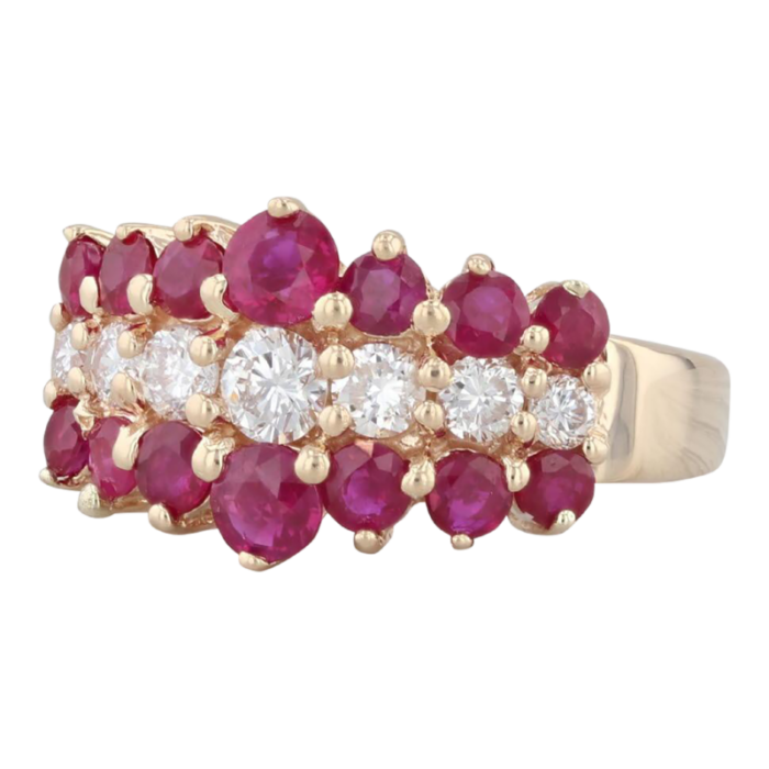 180ctw ruby diamond tiered ring 14k yellow gold size 7 3516