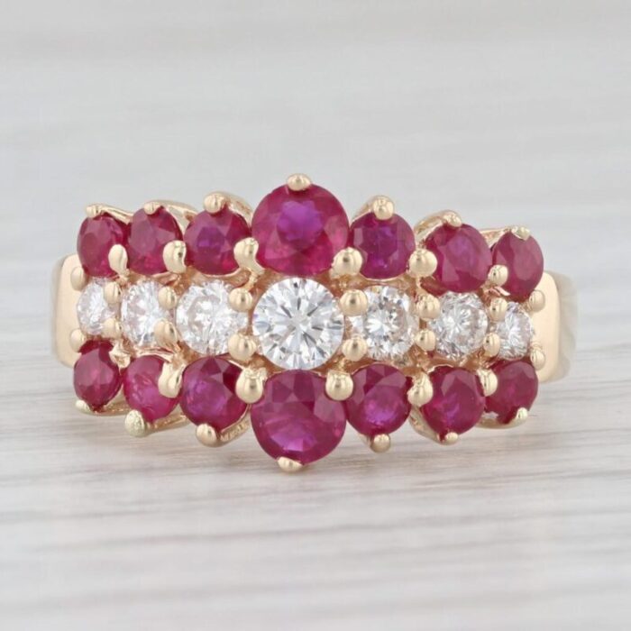 180ctw ruby diamond tiered ring 14k yellow gold size 7 7112