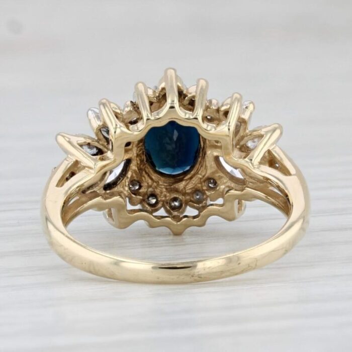 181ctw oval blue sapphire diamond ring 14k yellow gold size 65 engagement 3820