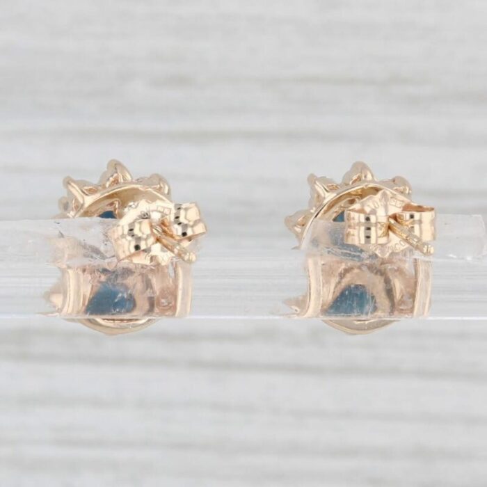 184ctw oval blue sapphire diamond halo stud earrings 14k yellow gold 2 pieces 1271