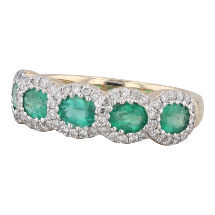 185ctw emerald diamond halos ring 14k yellow gold size 7 2740