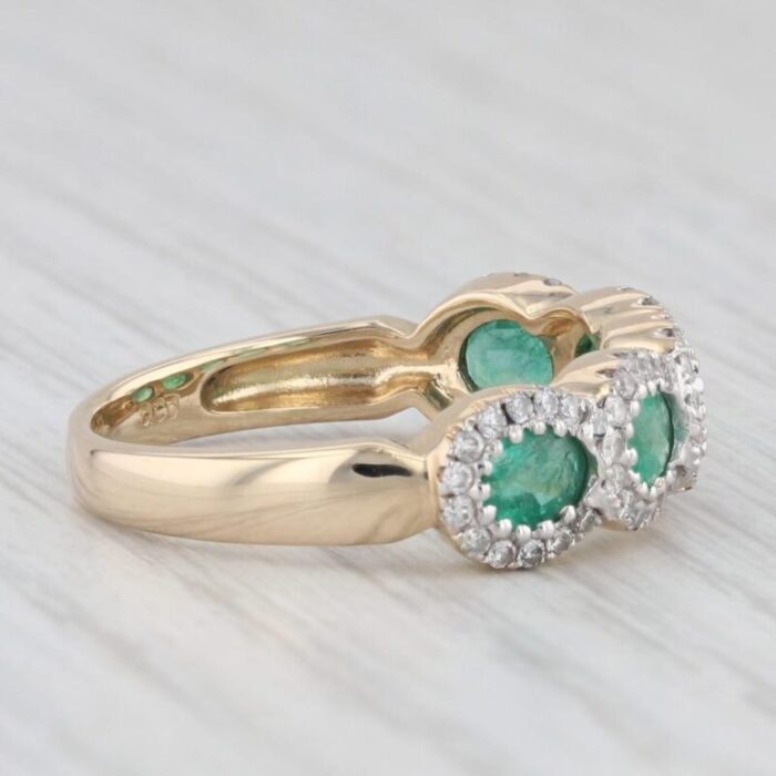 185ctw emerald diamond halos ring 14k yellow gold size 7 4033