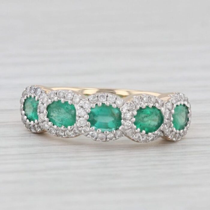 185ctw emerald diamond halos ring 14k yellow gold size 7 9576