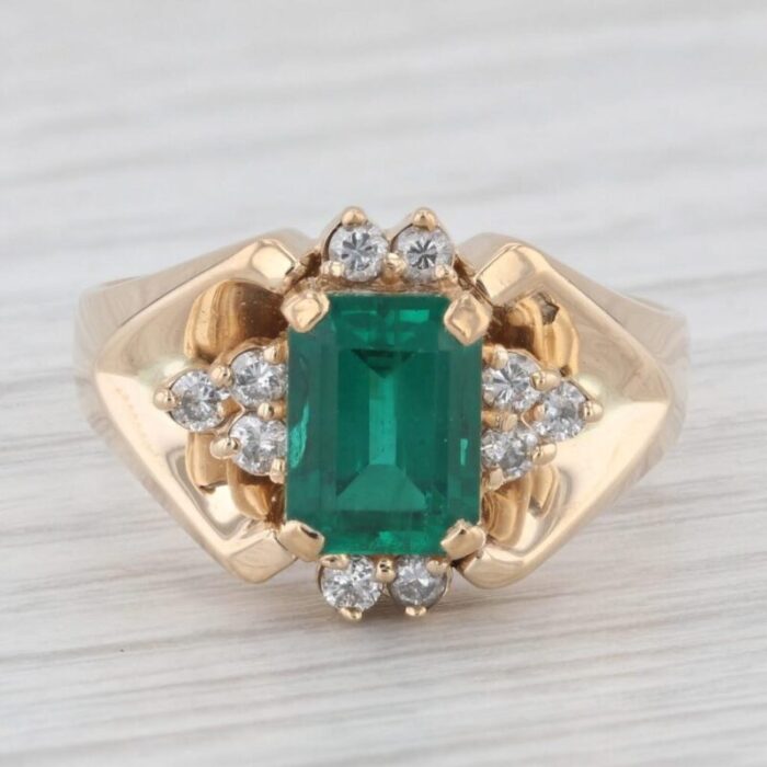 185ctw lab created emerald diamond ring 14k yellow gold size 775 5822