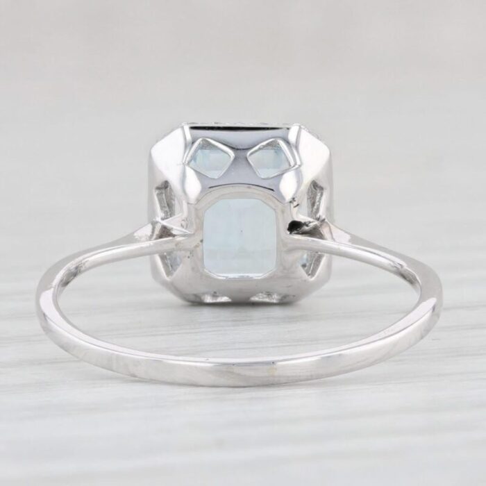 187ctw aquamarine diamond halo ring 14k white gold size 85 engagement 1391