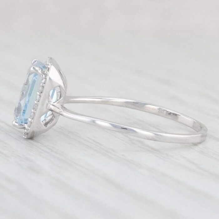 187ctw aquamarine diamond halo ring 14k white gold size 85 engagement 6219