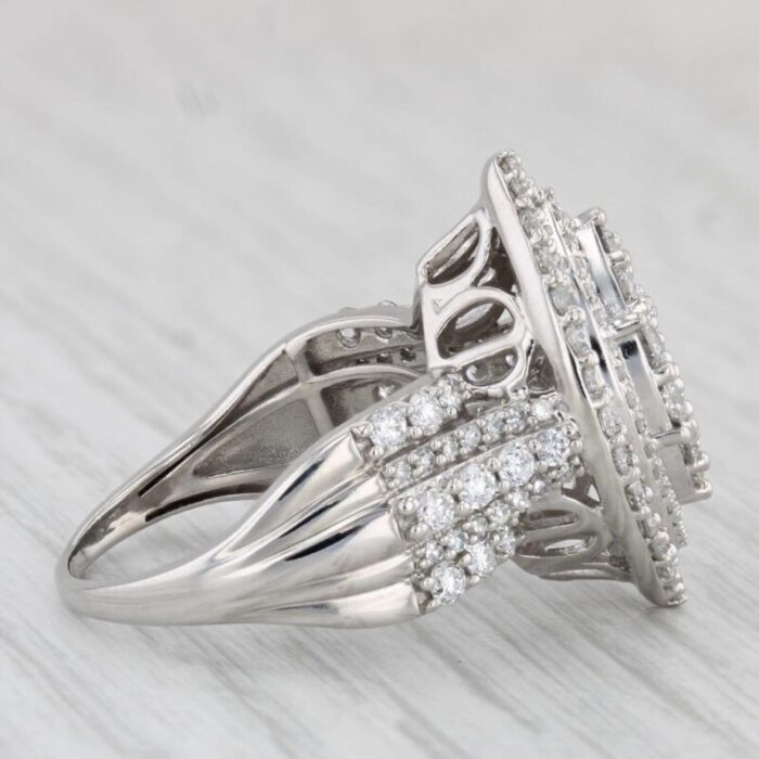 189ctw lab created diamond marquise halo ring 10k white gold size 8 cocktail 4895