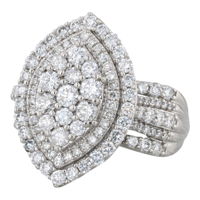 189ctw lab created diamond marquise halo ring 10k white gold size 8 cocktail 7675