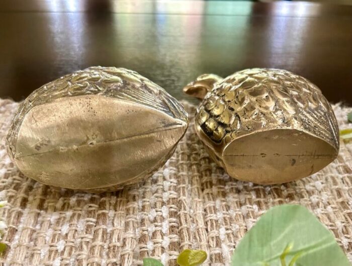 1920s antique pair of rustic brass quails 6278