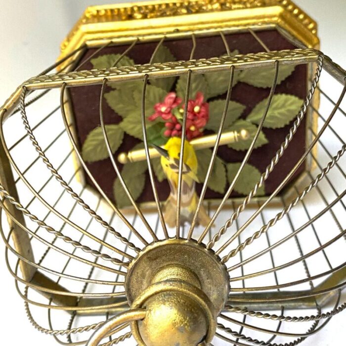 1920s german karl griesbaum giltwood brass singing bird cage music box 8028