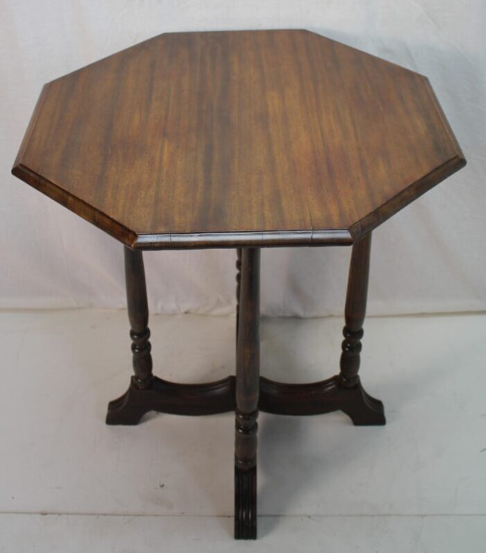 1930s american walnut hexagonal victorian style center table in solid wood 1634