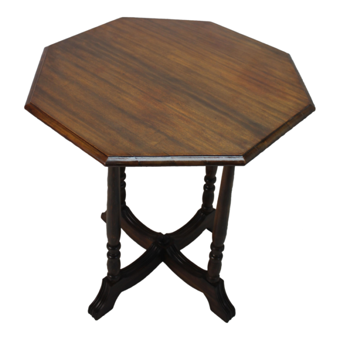 1930s american walnut hexagonal victorian style center table in solid wood 2315