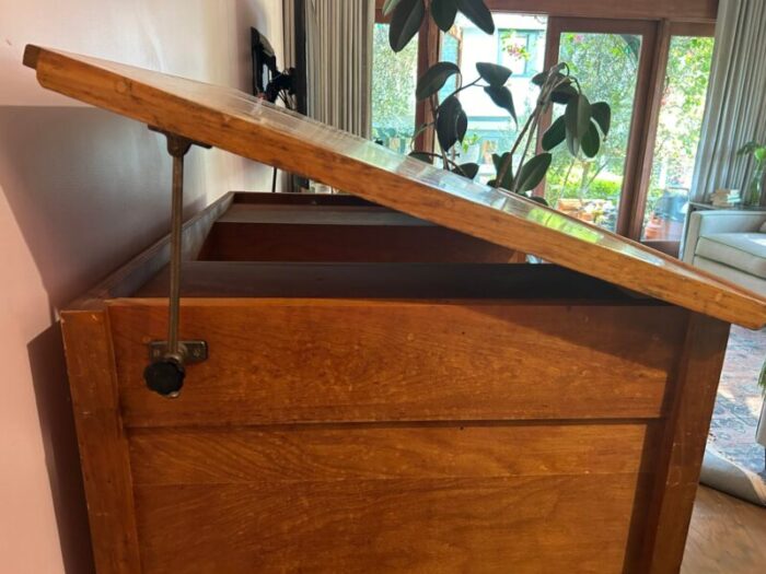 1930s oak architects desk drafting table adjustable top 1984