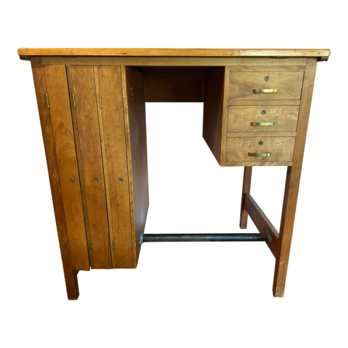 1930s oak architects desk drafting table adjustable top 8677