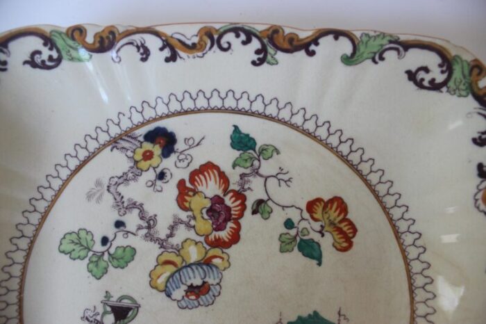 1940s masons square handled cake plate chinoiserie pattern with dragons pagodas vase floral crazed ironstone c 2809 9758