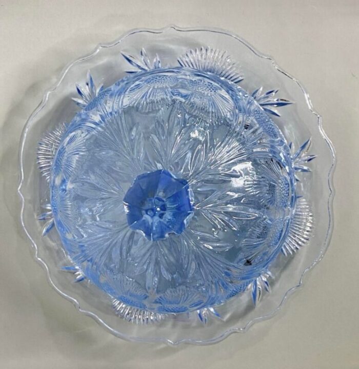 1950s cambridge glass co pale blue thistle butter dish with domed lid 1654