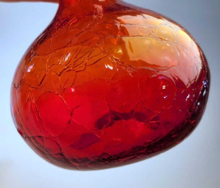 1950s mid century red tangerine blenko decanter 2295