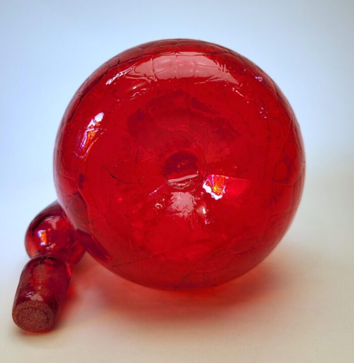 1950s mid century red tangerine blenko decanter 6567