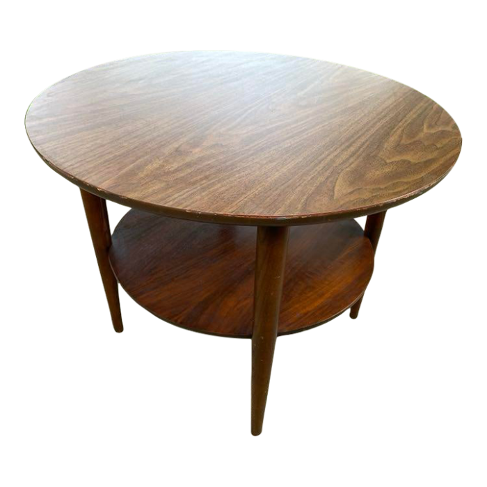 1950s two tier walnut coffee table with formica top 4437