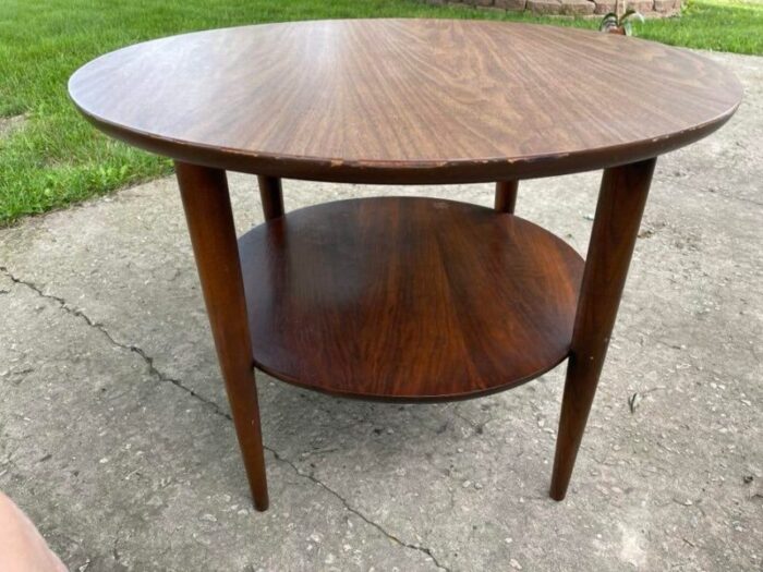 1950s two tier walnut coffee table with formica top 9927