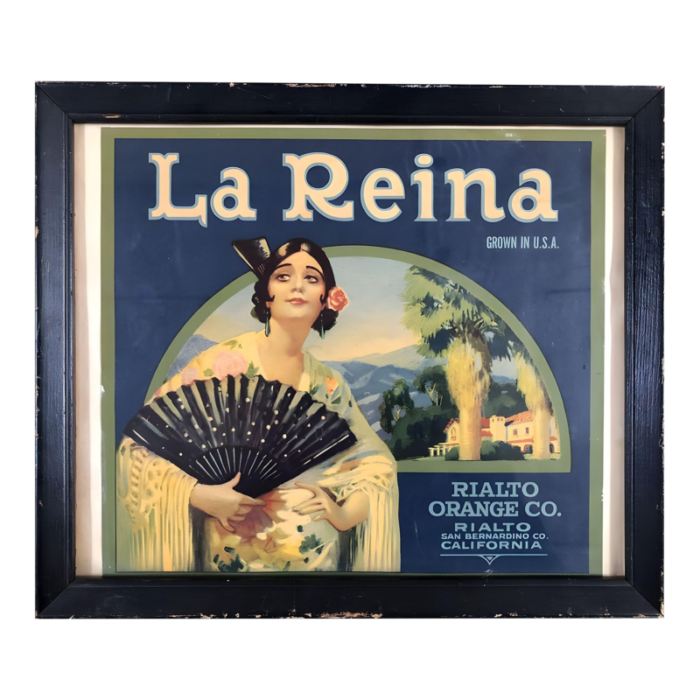 1953 la reina california orange county crate label framed 4626