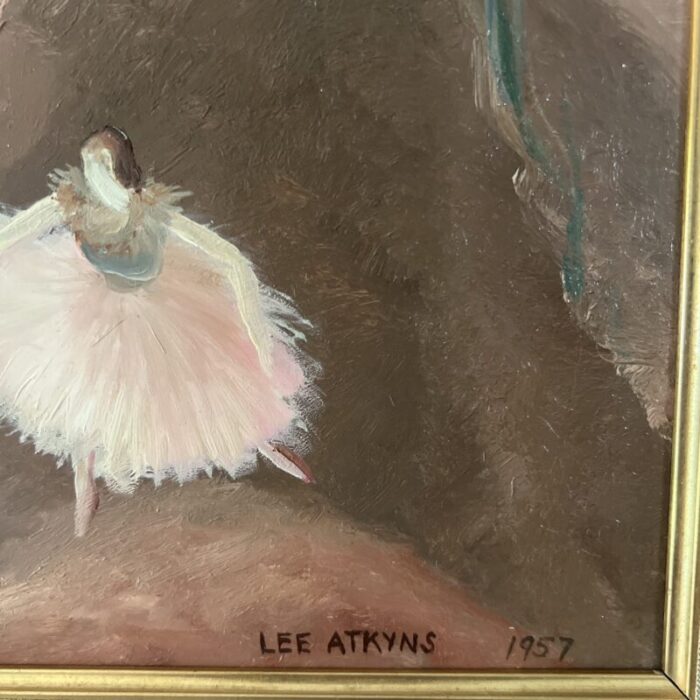 1957 oil on artist board by willie lee atkyns ballet in browns framed 5662