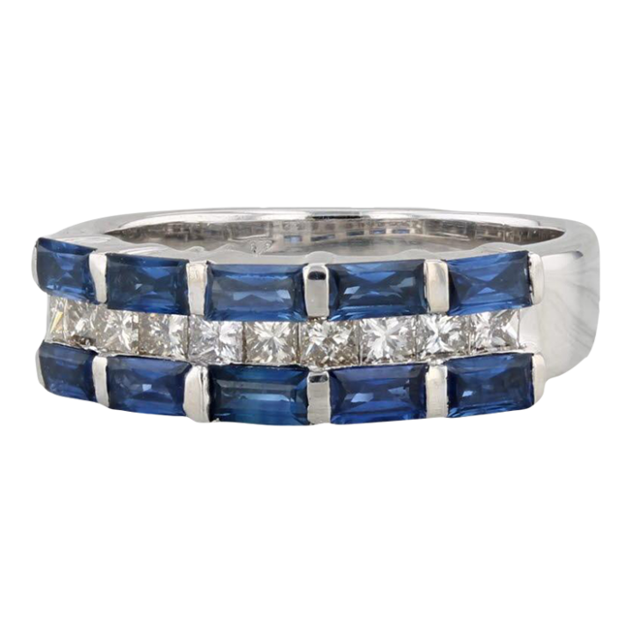 195ctw blue sapphire diamond ring 14k white gold size 6 stackable 2770