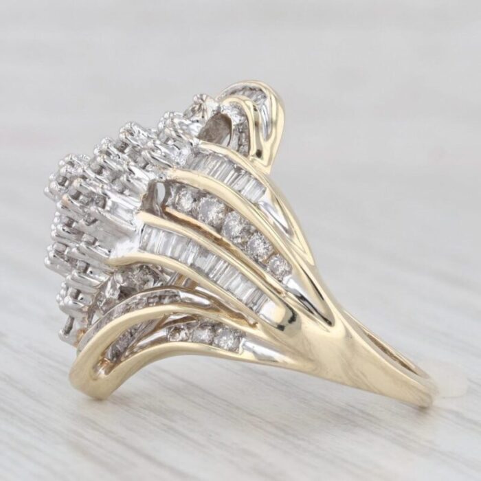 195ctw diamond cocktail cluster ring 10k yellow gold size 7 5300