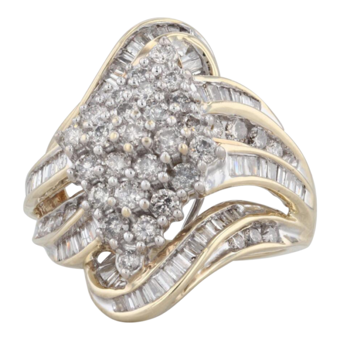 195ctw diamond cocktail cluster ring 10k yellow gold size 7 6873