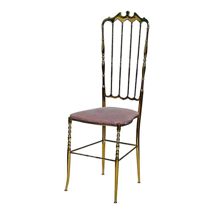 1960s chiavari italian mid century hollywood regency high back brass side chair 8560