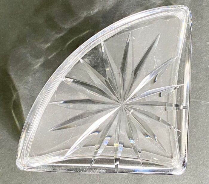 1960s handled pressed glass relish dish with four compartments 5997