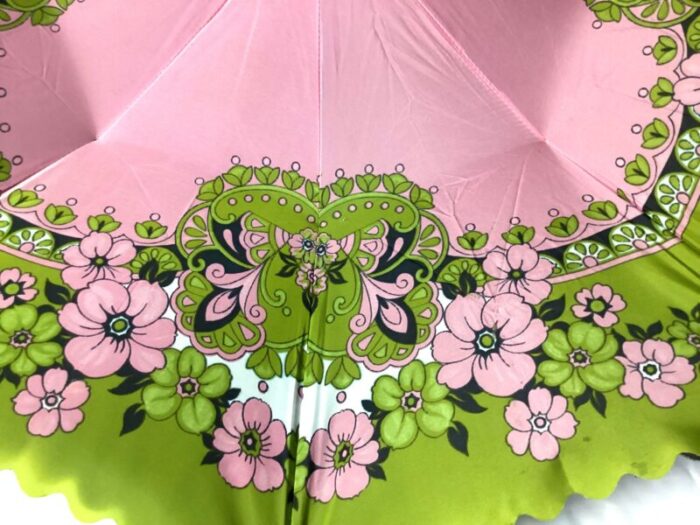 1960s mid century parasol umbrella with jeweled repousse handle purchased in italy 6342