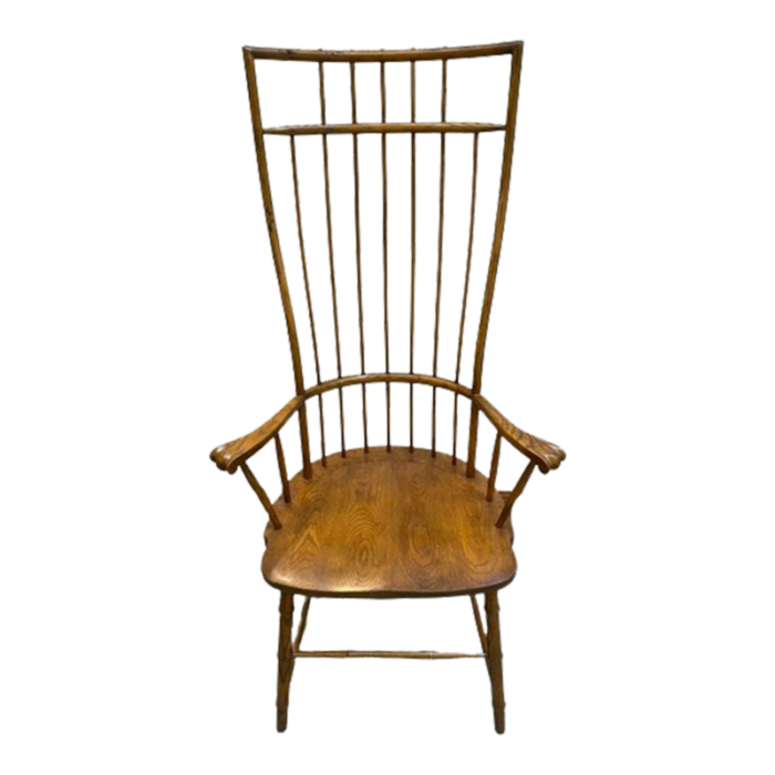 1960s natural wood vintage high back windsor chair 4215